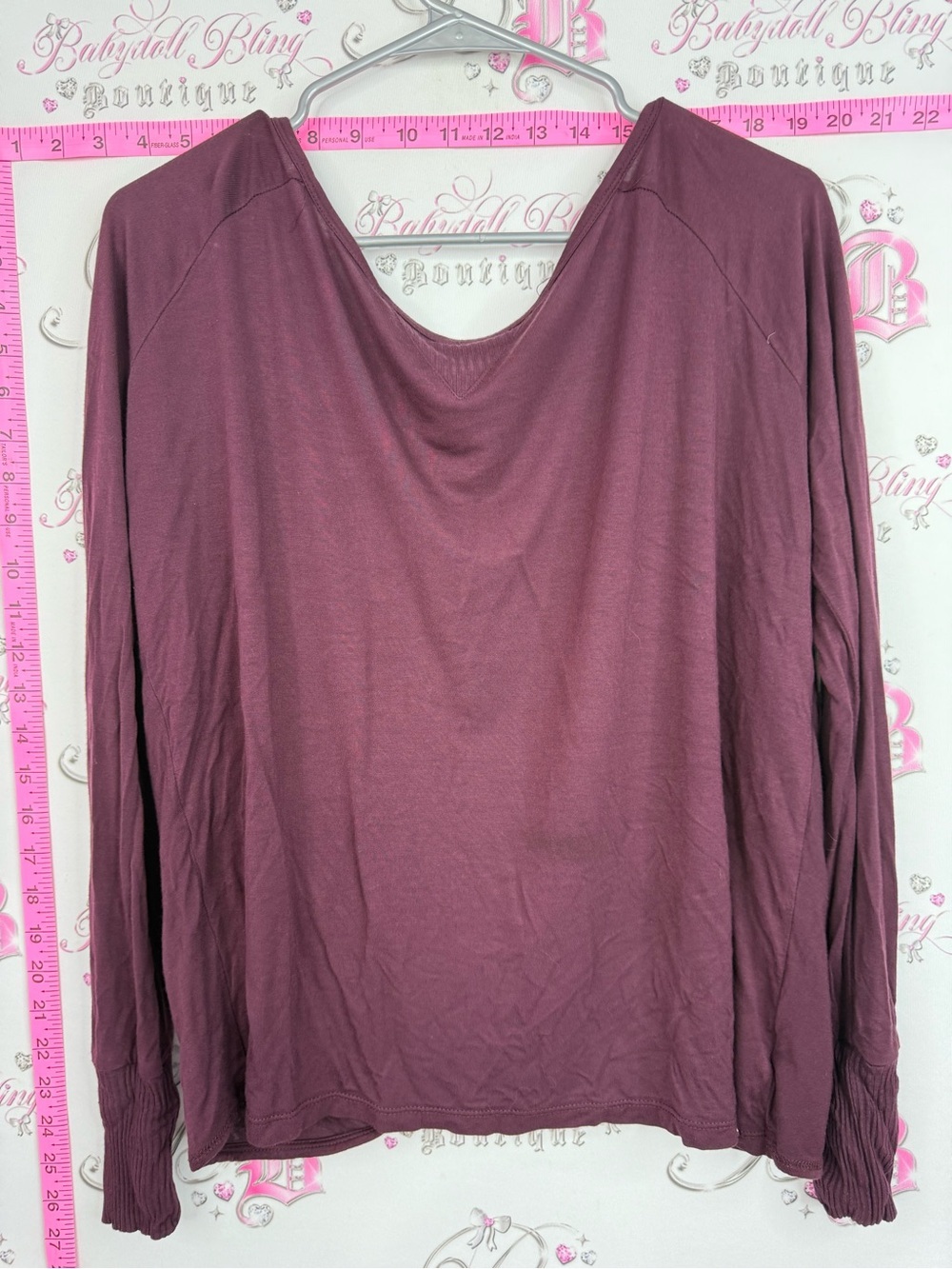 Body Glove Long Sleeve Draped Neck Top in Mauve